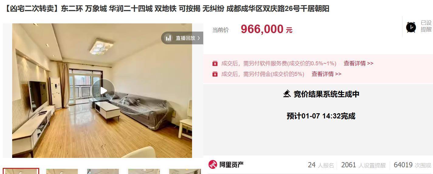 如何代理皇冠信用网_成都业主以105.6万元买下凶宅后如何代理皇冠信用网,二次拍卖以96.6万元成交,两个月净亏9万元